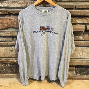 Vintage I Hiked the Grand Canyon Heather Grey Cotton Long Sleeve Tee
